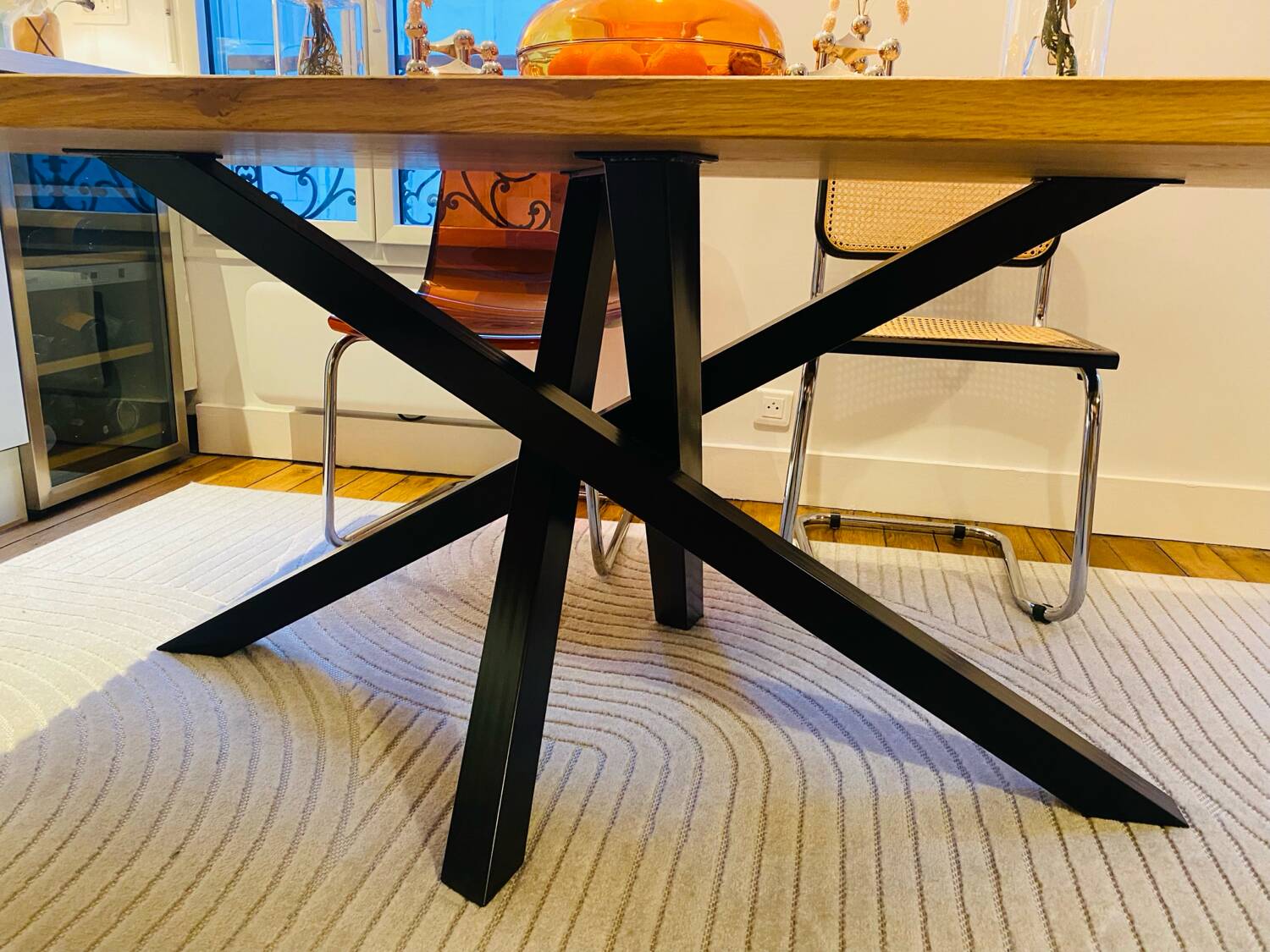 Magnificent oak table (solid/solid) 180x100 custom-made mikado legs