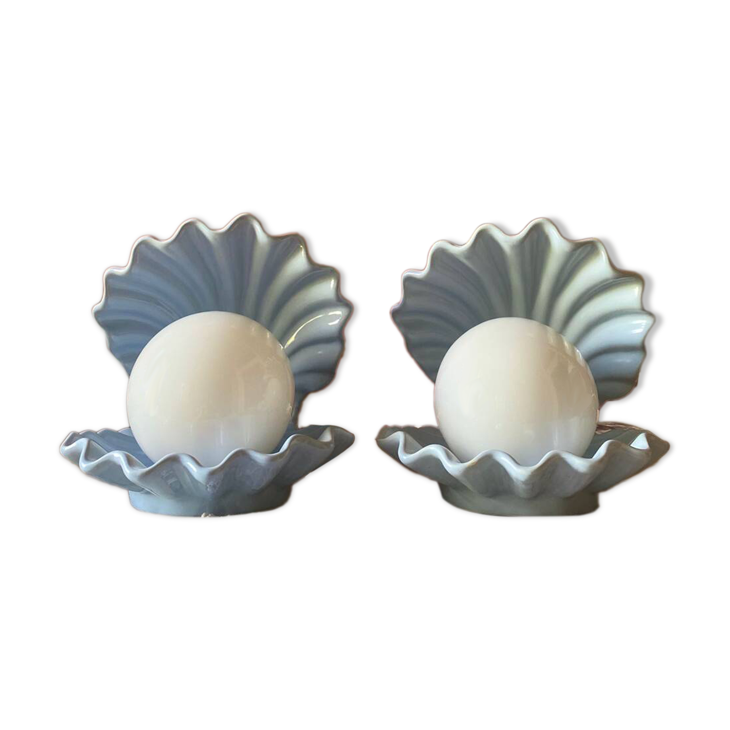 Rare pair of vintage shell lamps