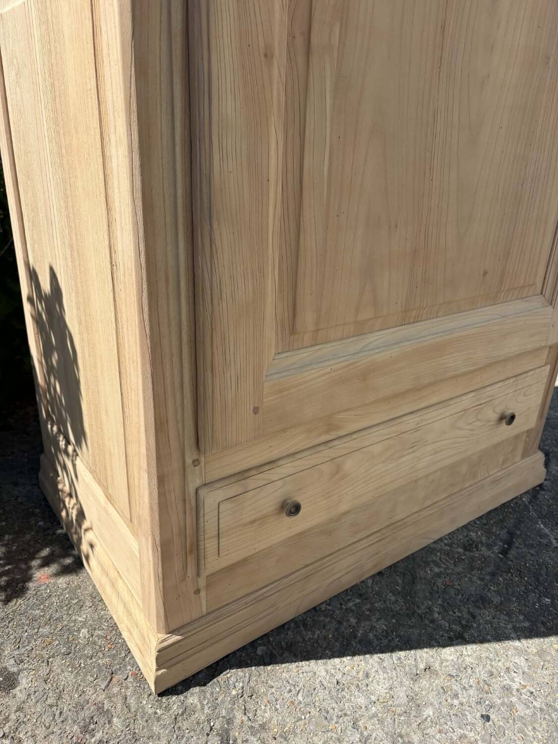 Wooden bonnetière, wardrobe/cupboard in raw wood.