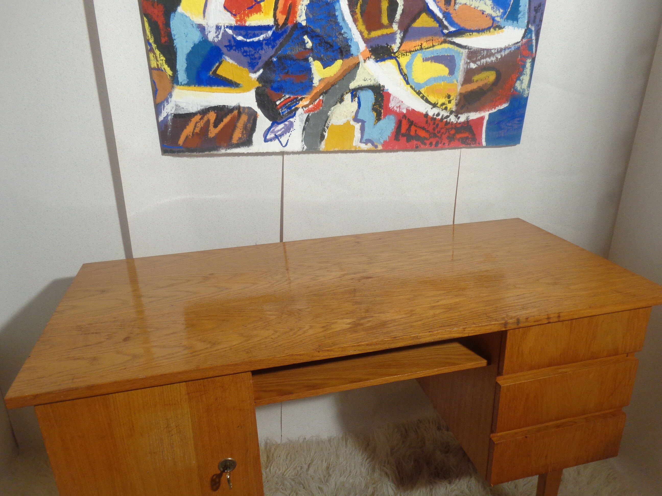 Scandinavian vintage light wood desk of the 60s