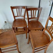 Set of 4 vintage bistro chairs in wood - brasserie style