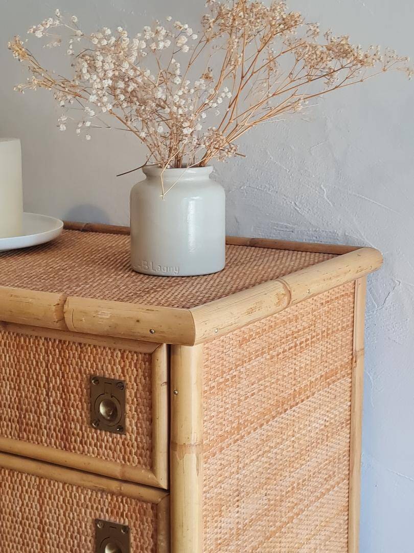 Dal Vera rattan chest of drawers, Italy circa 1970