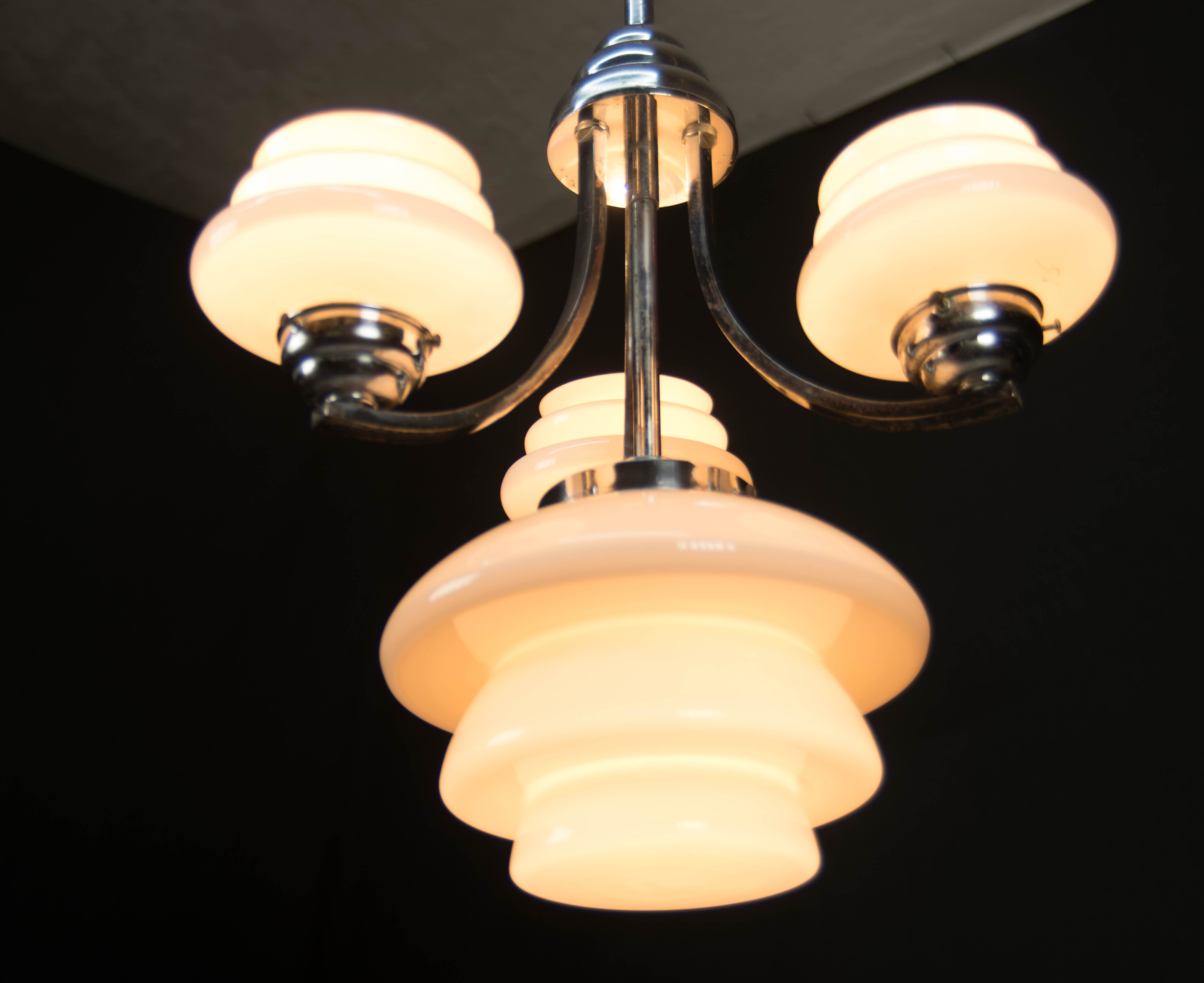 Pink art deco chandelier, 1930s