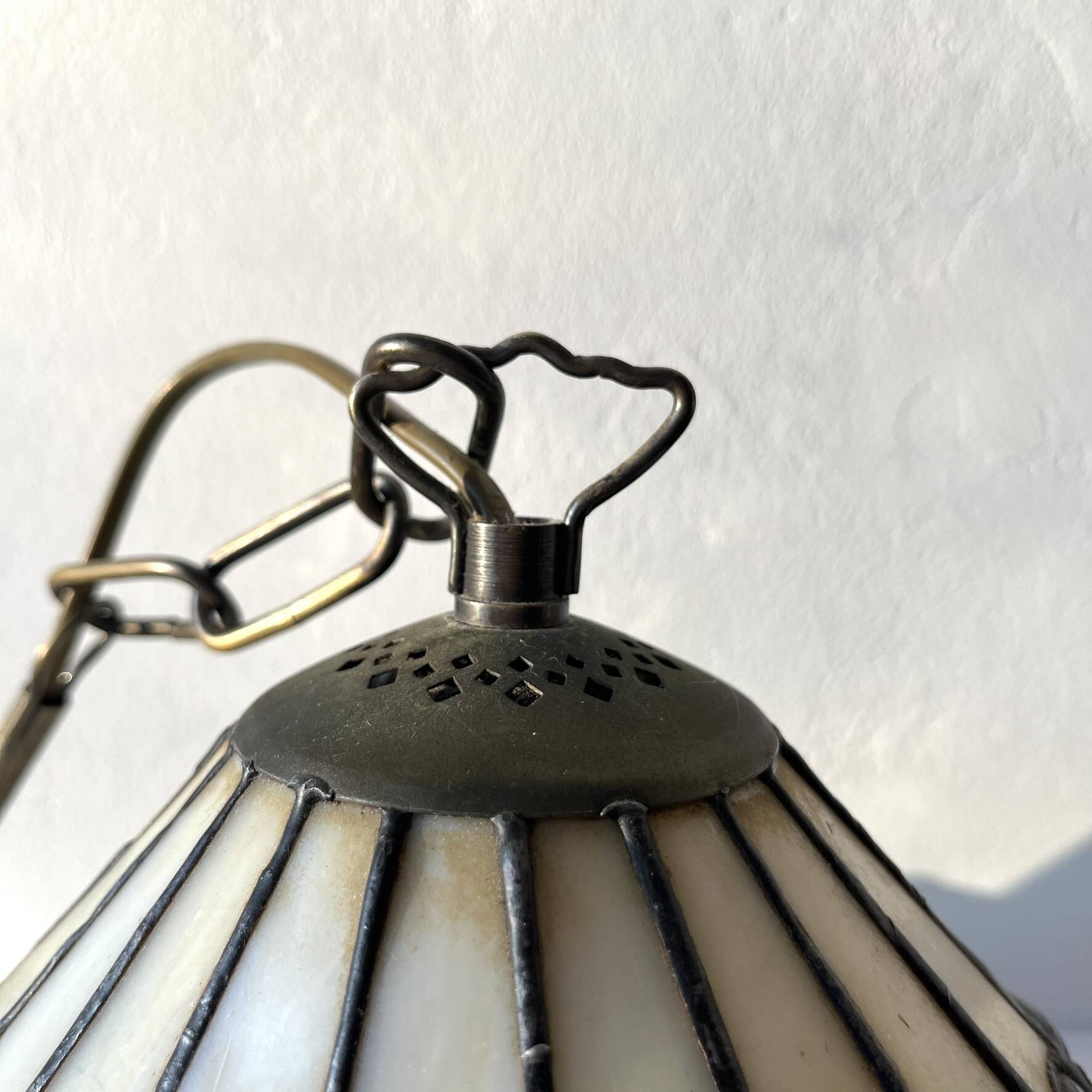 Pair of glass pendant lights in Art Nouveau Tiffany style