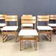 Set of 6 brutalist oak and bouclé fabric dining chairs, 1970s