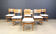 Set of 6 brutalist oak and bouclé fabric dining chairs, 1970s