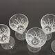 Set of 6 foot glasses in vintage shell chiseled crystal