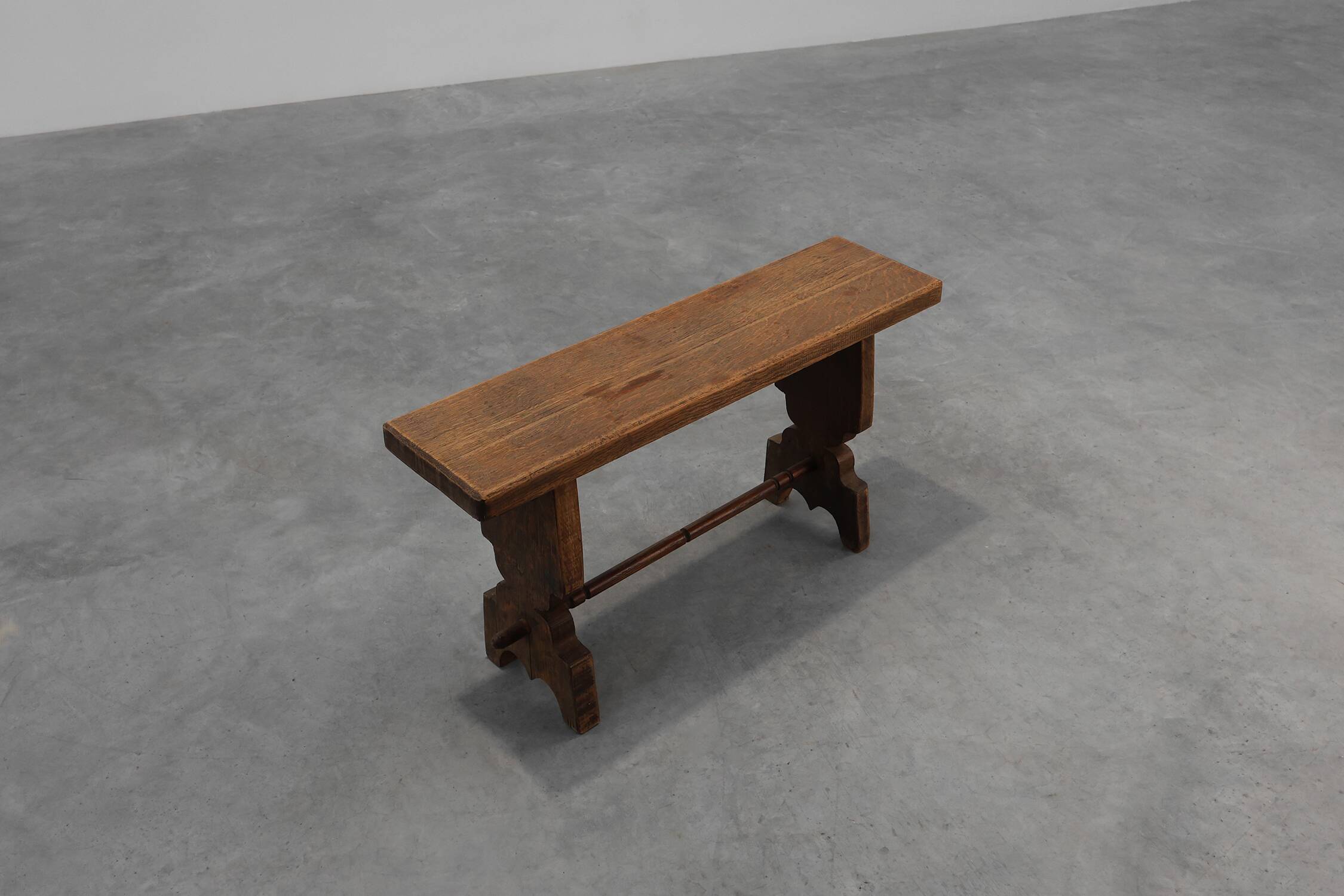 Rustic French solid Oak Bench, France, circa 1900