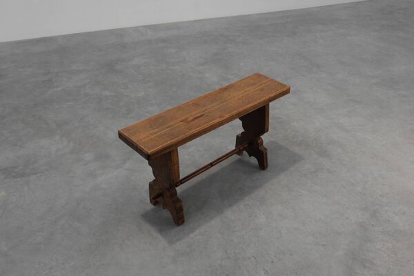 Banc rustique français en chêne massif, France, vers 1900