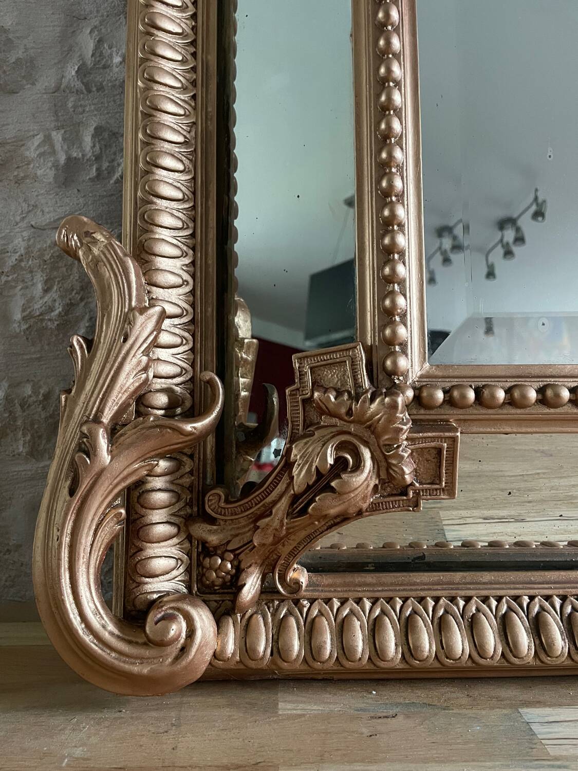 Mercury mirror with frame from the 19th century.