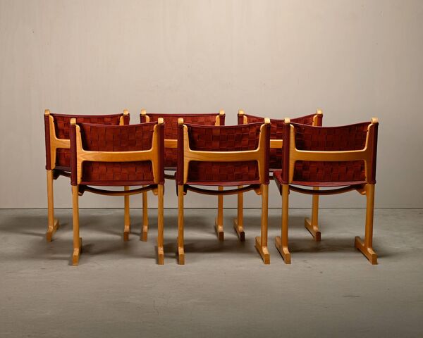 Chaises de salle à manger Ditte & Adrian Heath en frêne et cuir, France & Søn