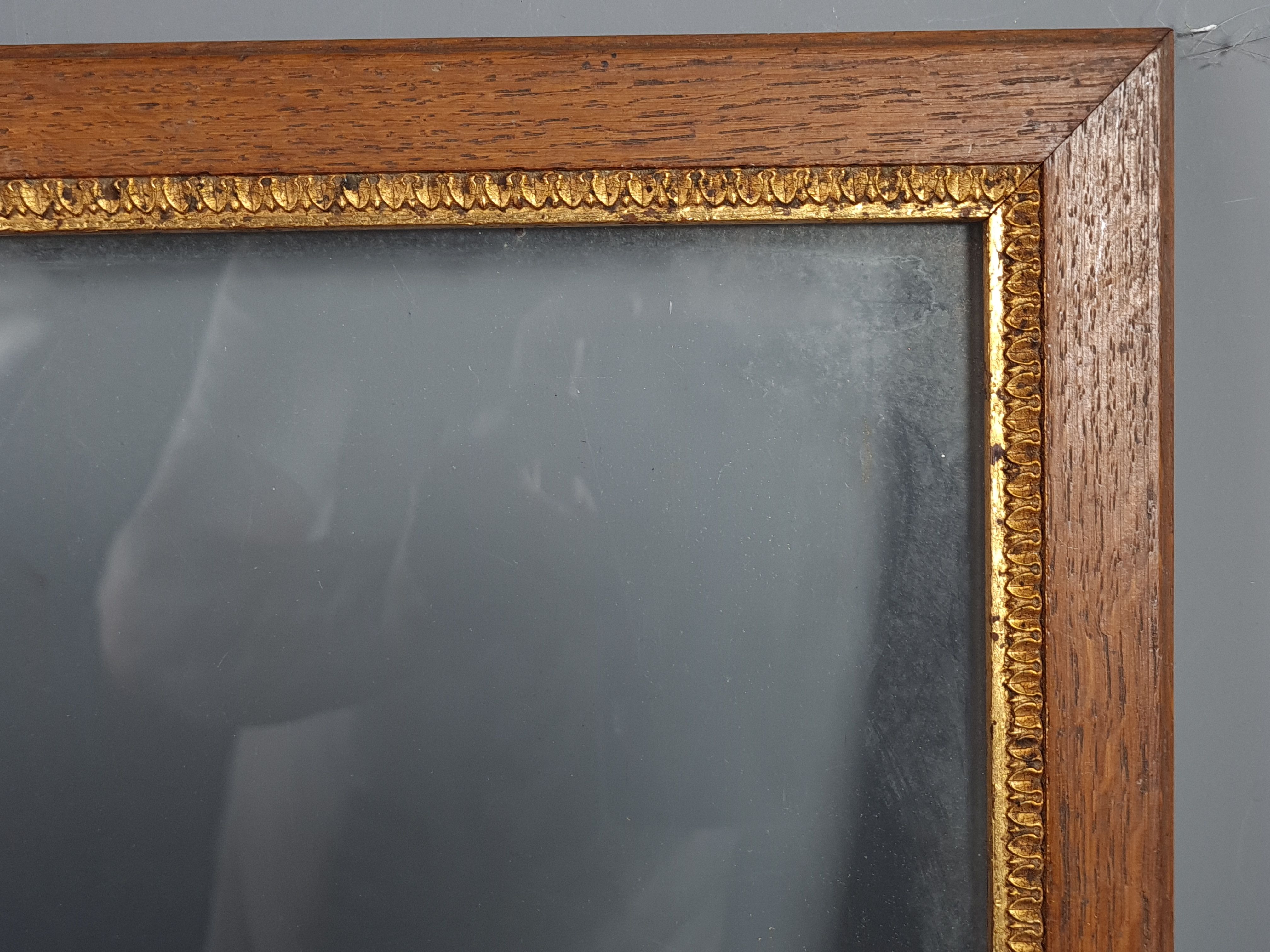 Old frame oak gilded stucco wood + glass 37.5x30 foliage 33x25.9 cm sb
