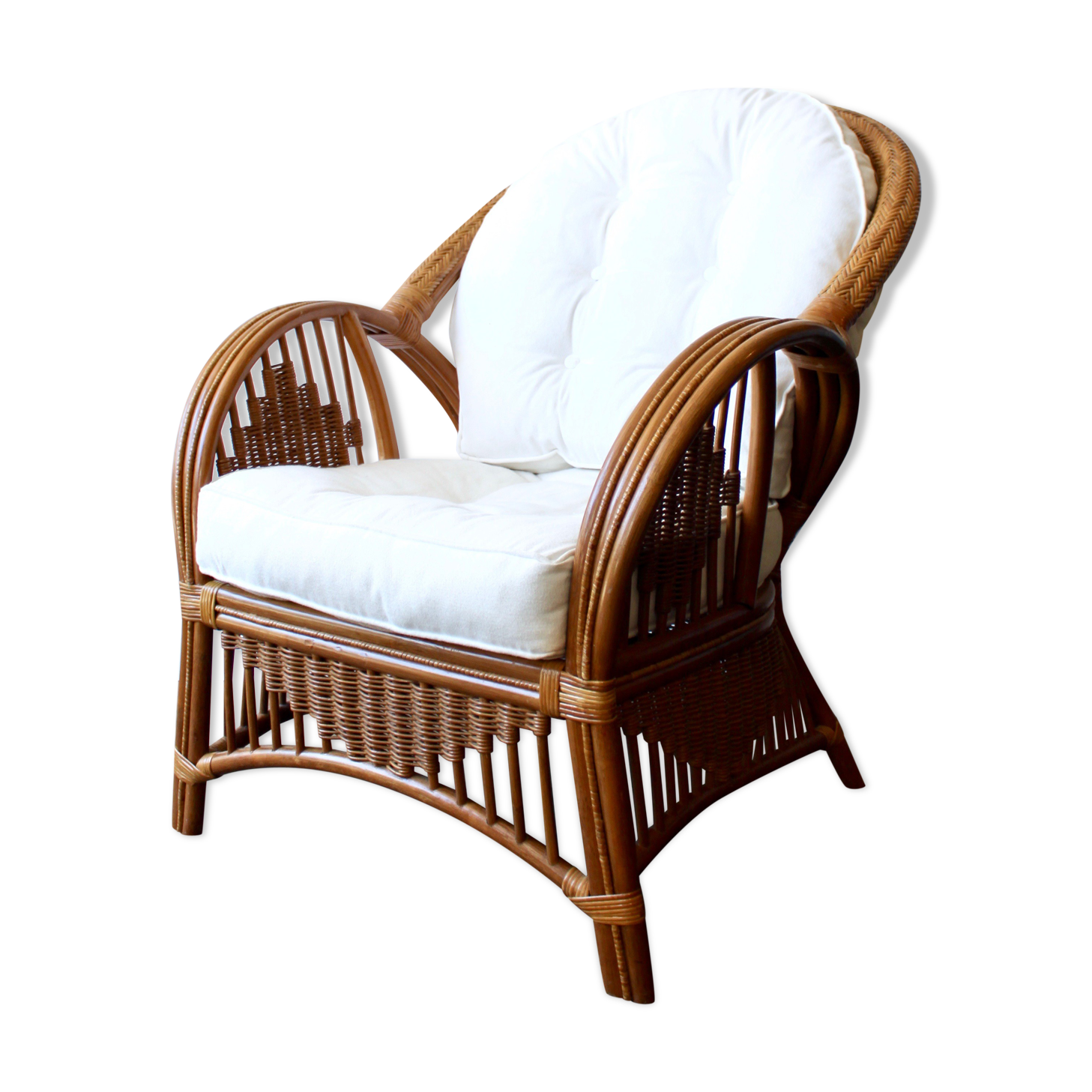 1980's rattan armchair