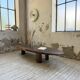 Table basse années 50 plateau bois exotique XXL