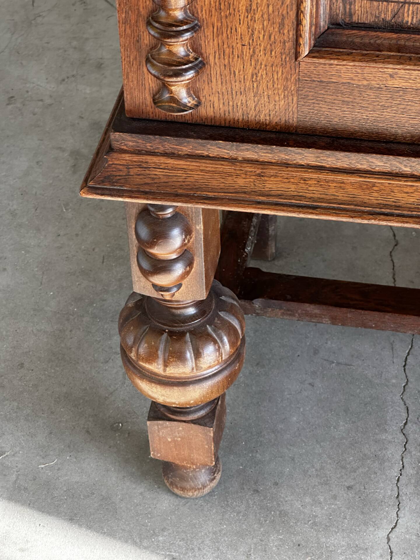 Large carved oak buffet in neo-Renaissance style, mid-20th century.