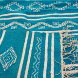 Blue and white carpet handmade 115x185cm