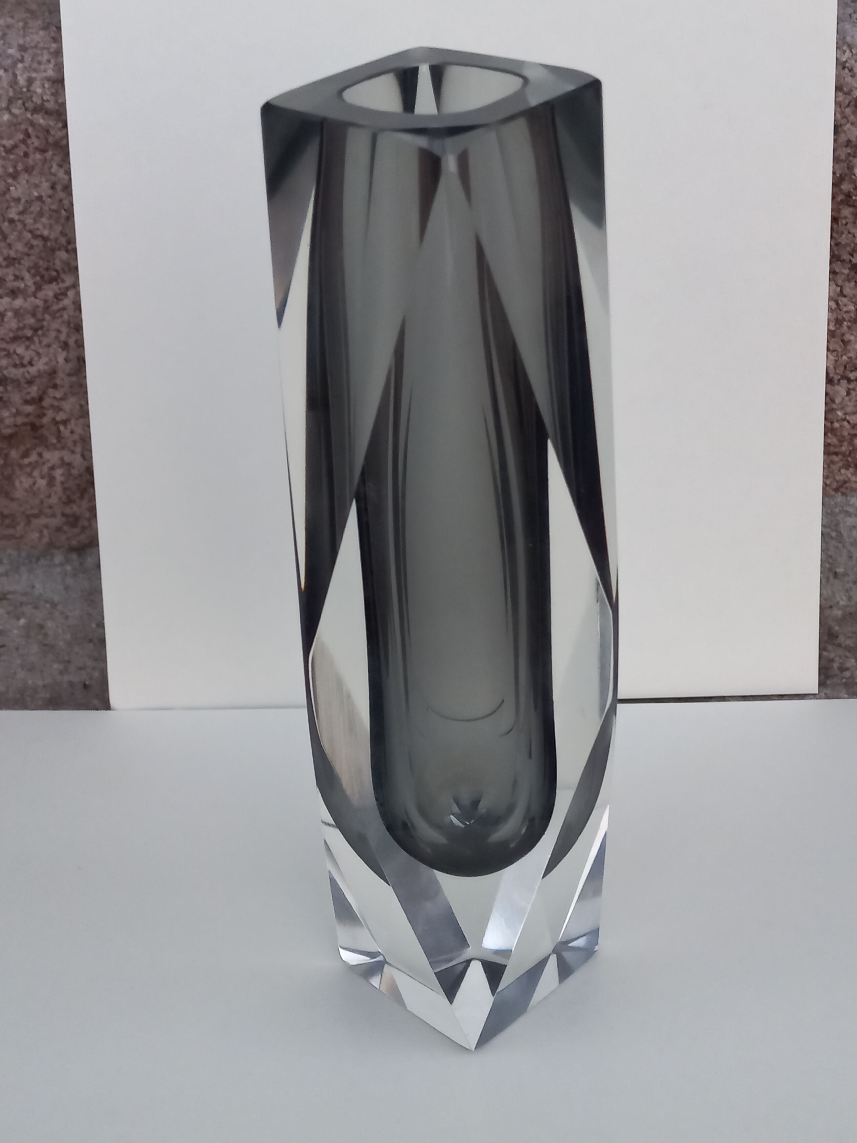 Glass vase Sommerso Murano of the 70s 21cm