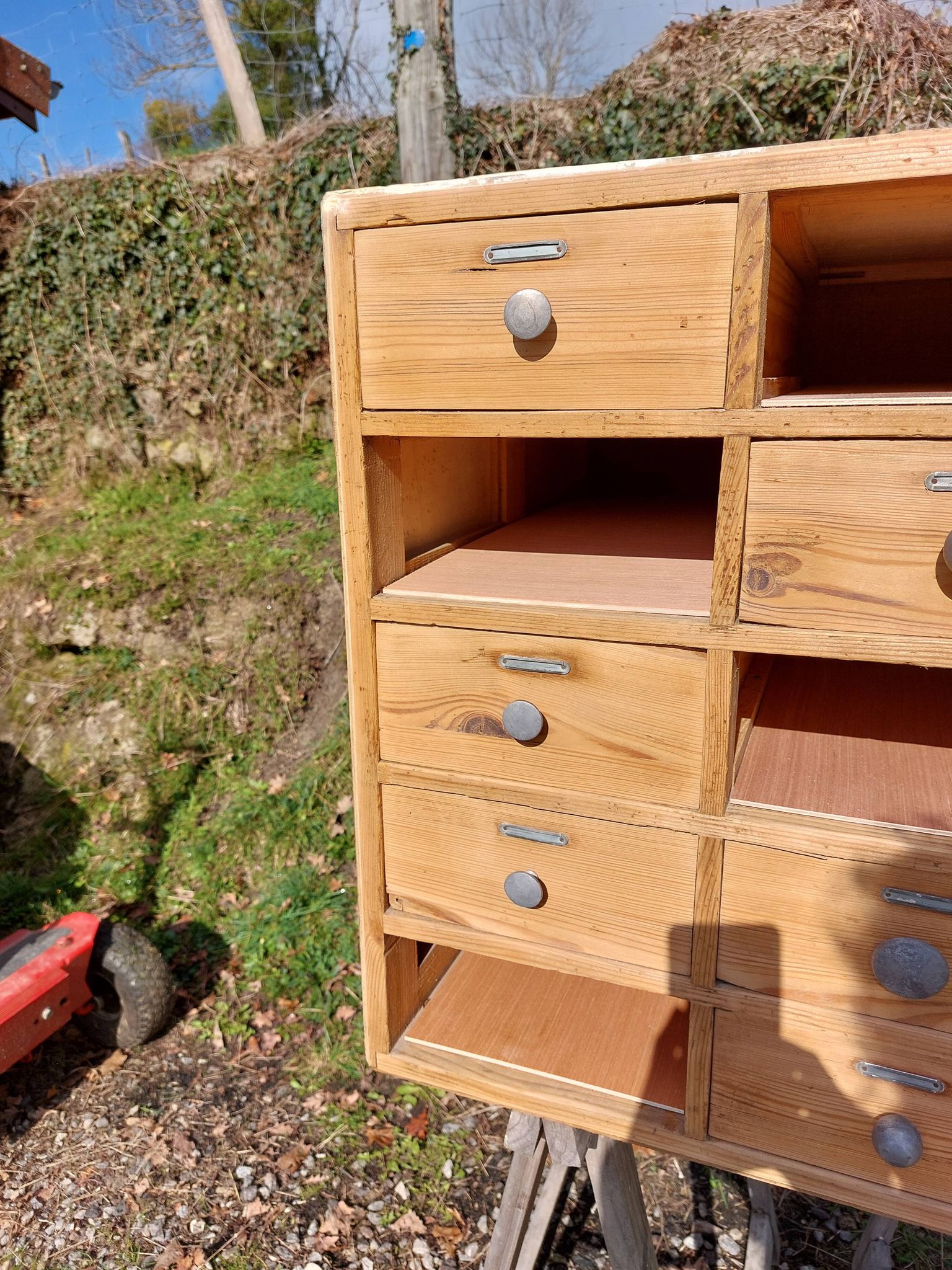 meuble de métier en bois, meuble à tiroirs