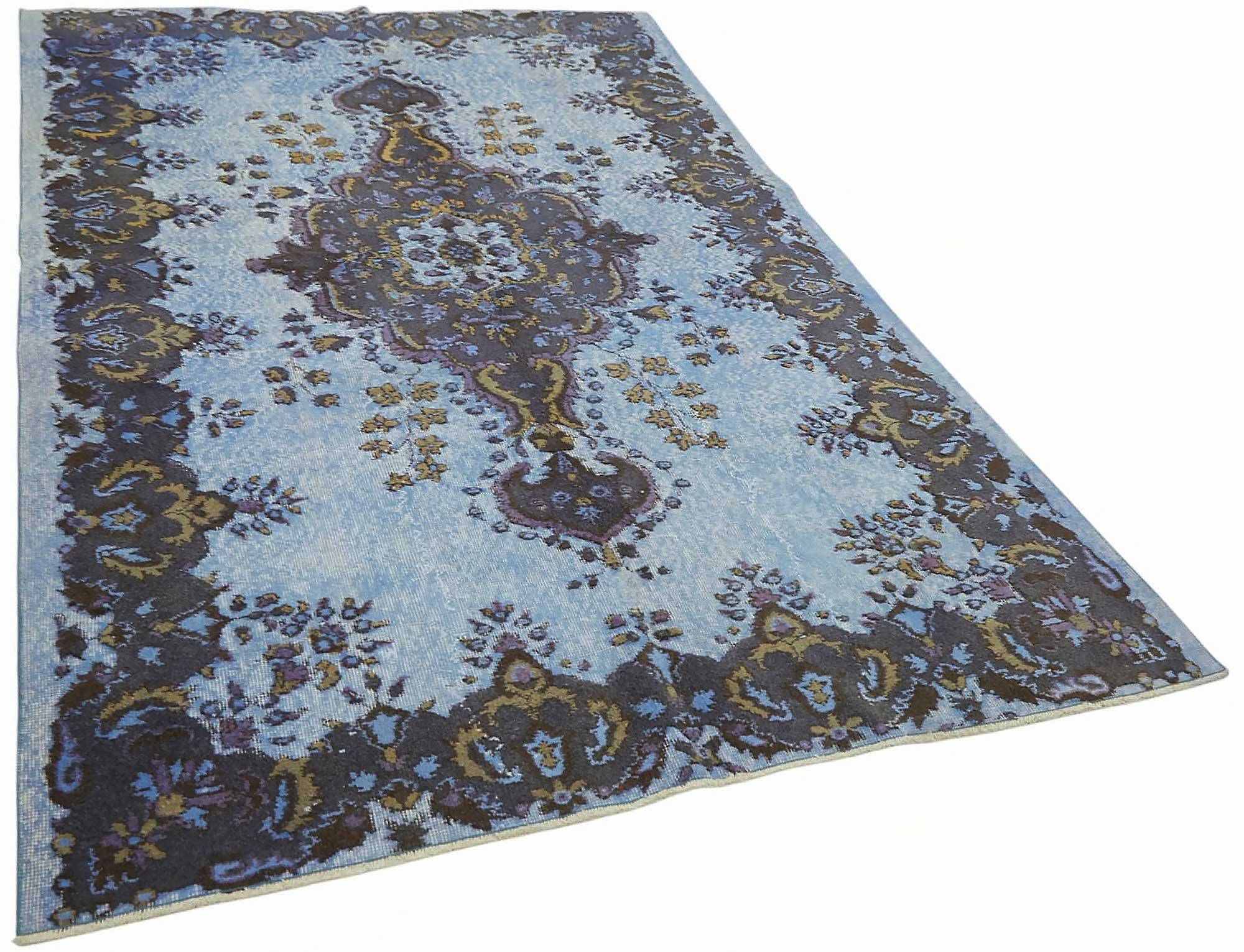 Overdyed Wool Vintage Handmade Carved Rug 173 cm x 296 cm