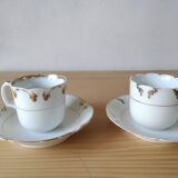 Coffee cups and sugar bowl, Old Paris Empire porcelain, Vve BARES