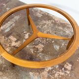 Scandinavian Teak Round with Glass Top Coffee Table 1960's.