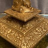 Lamp foot XIXth Louis XIV with stylized dauphin mounted in lamp without transformation