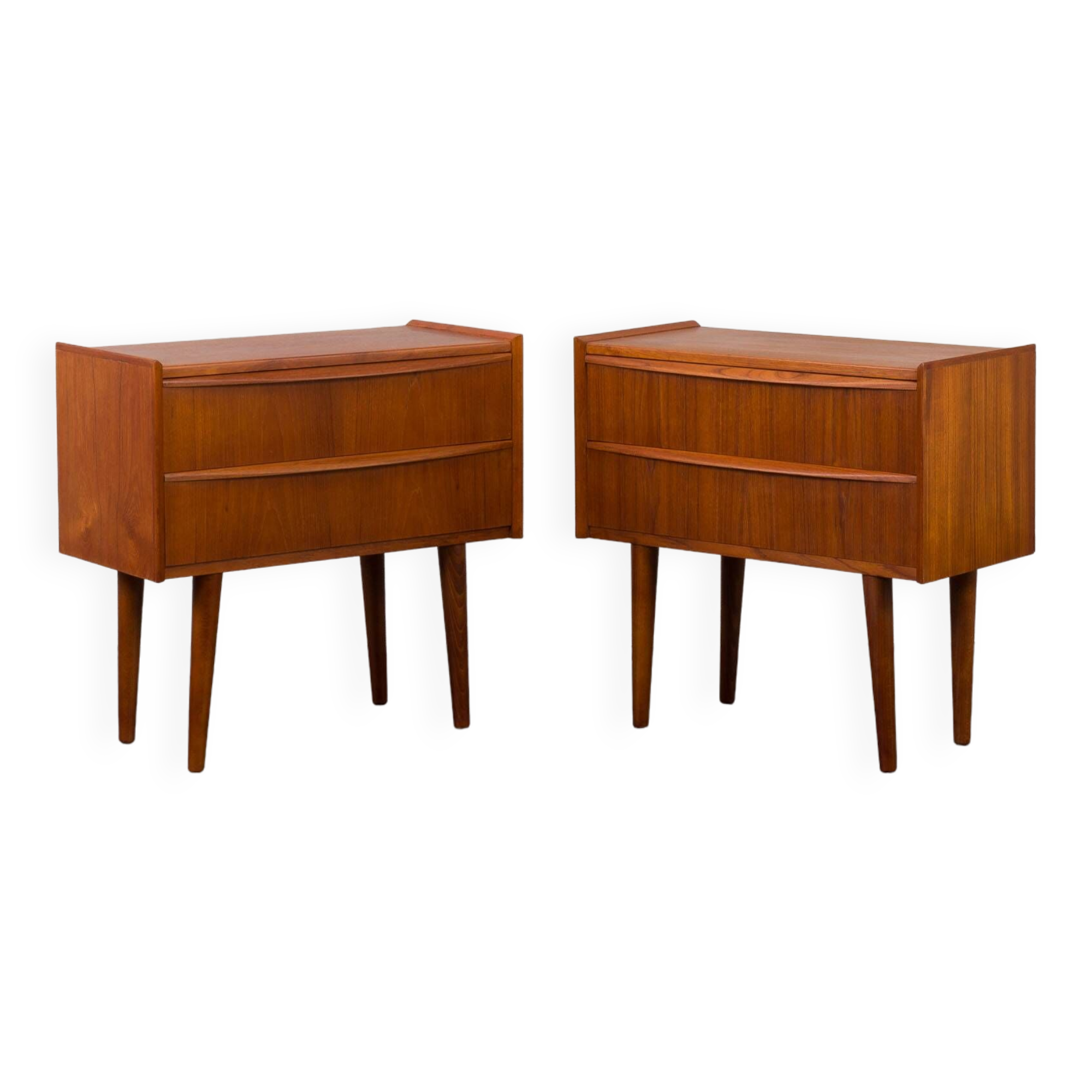 Pair of Danish vintage teak nightstands with 2 drawers, 1960s