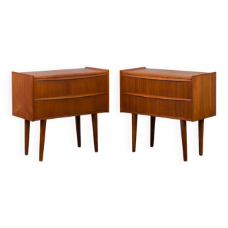 Pair of Danish vintage teak nightstands with 2 drawers, 1960s