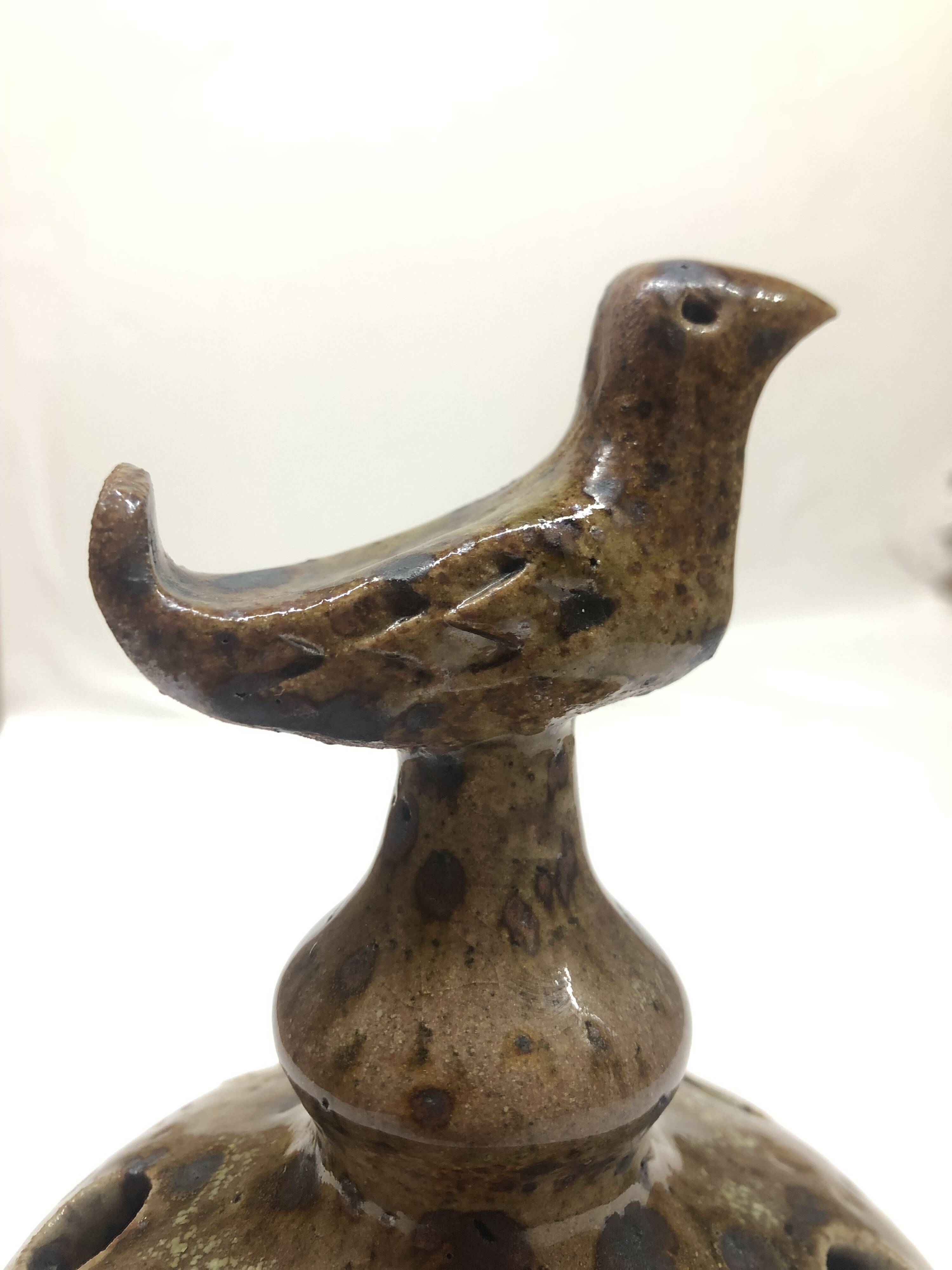 Vase en grès pyrité zoomorphe
