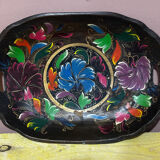 Mid-century hand-painted floral decorative tray / catchall 49 cm / 33 cm