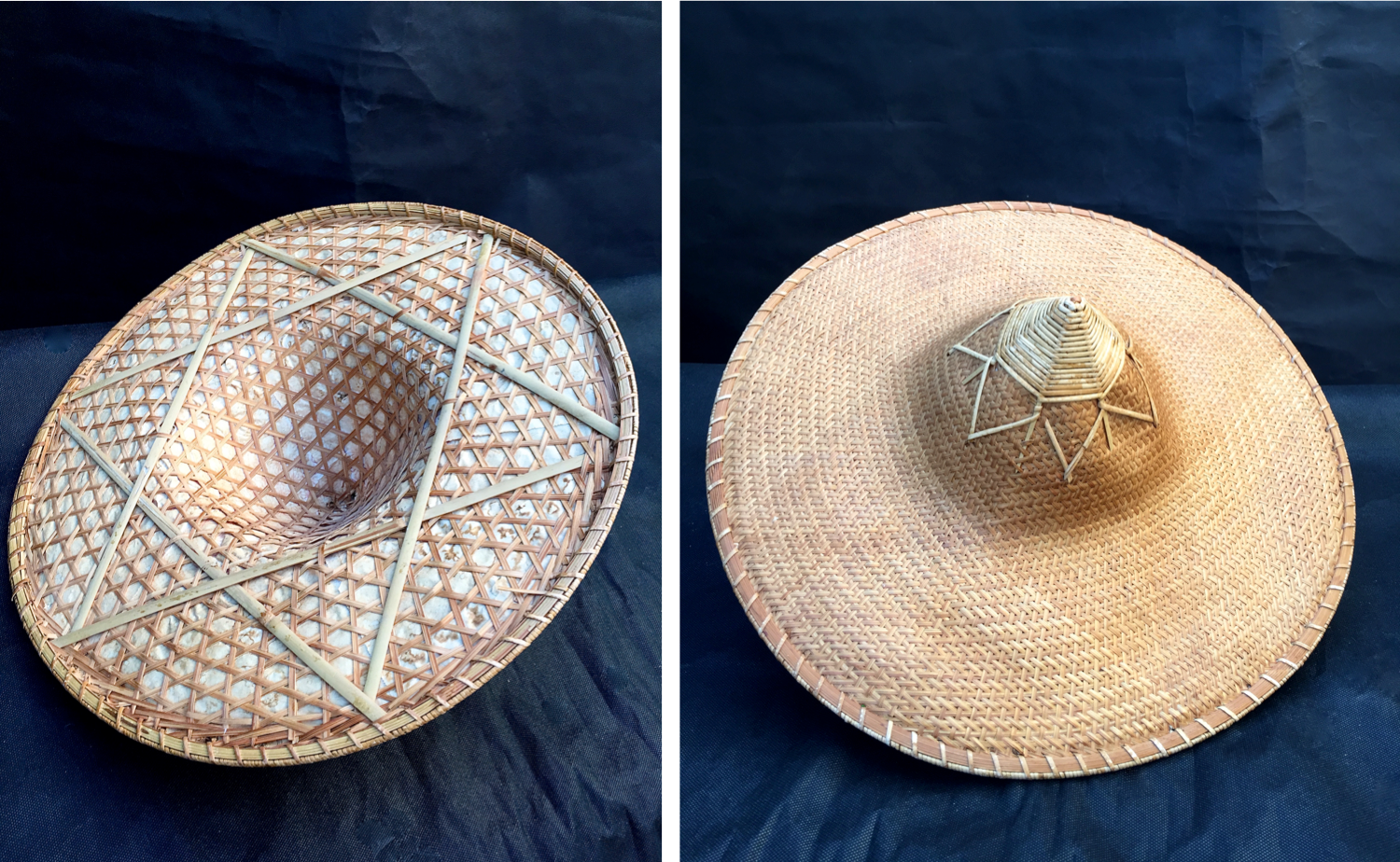 Pointu wicker hat vintage asian crafts 1980