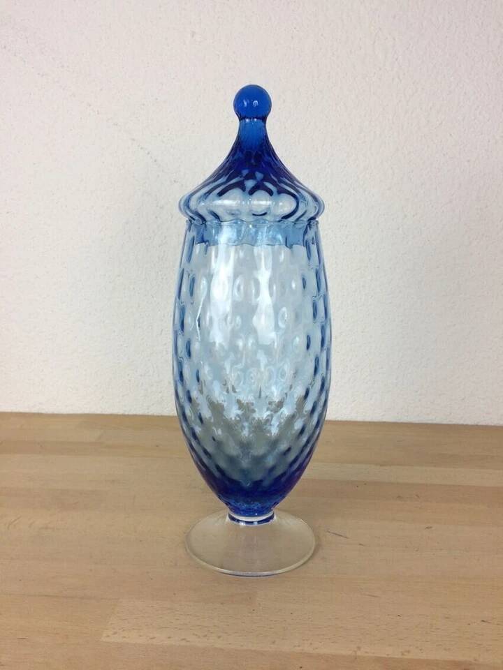 Empoli blue glass bonbonnière, vintage