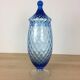 Bonbonnière Empoli en verre bleu italien, vintage