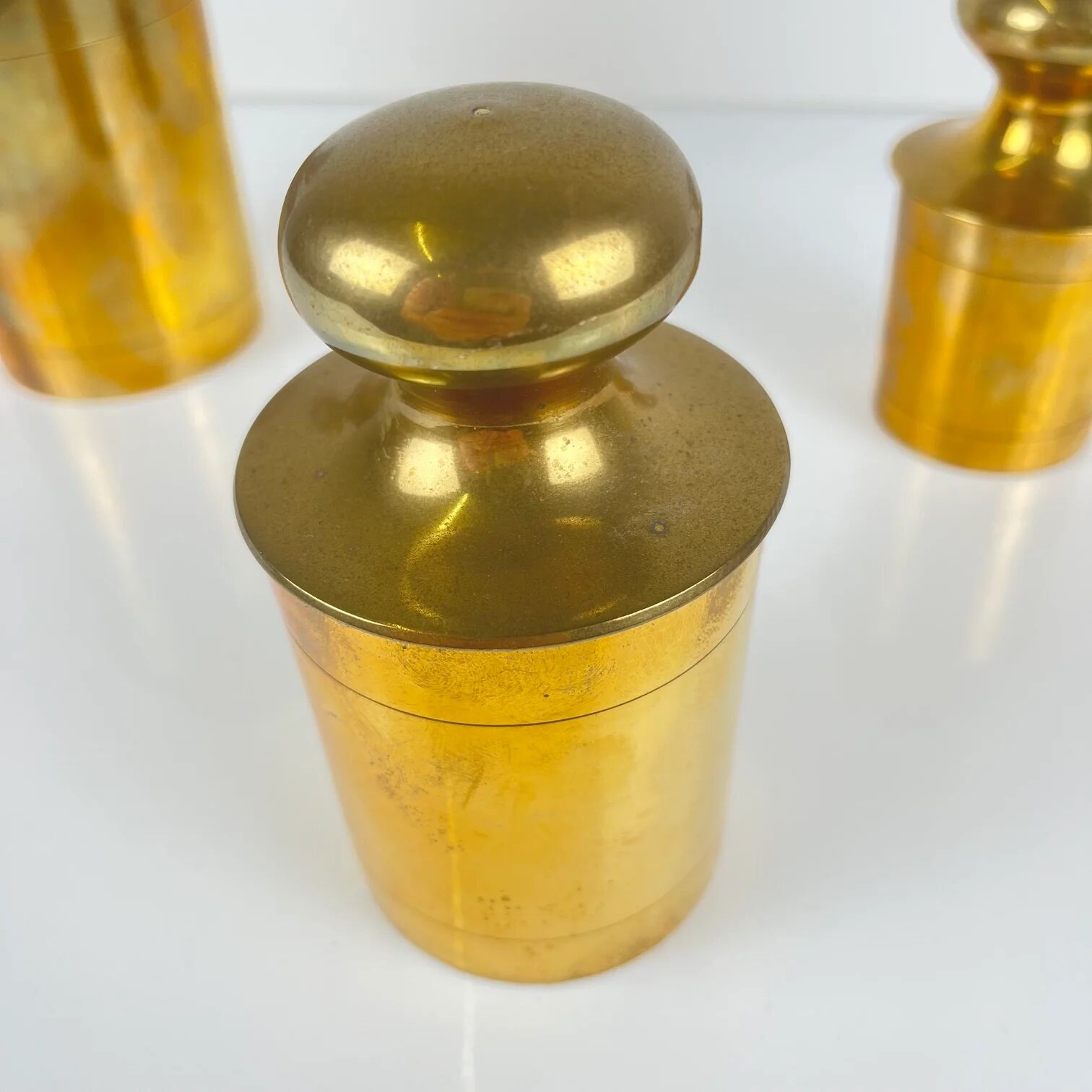 Set of 3 vintage brass boxes, 1960s-1970s