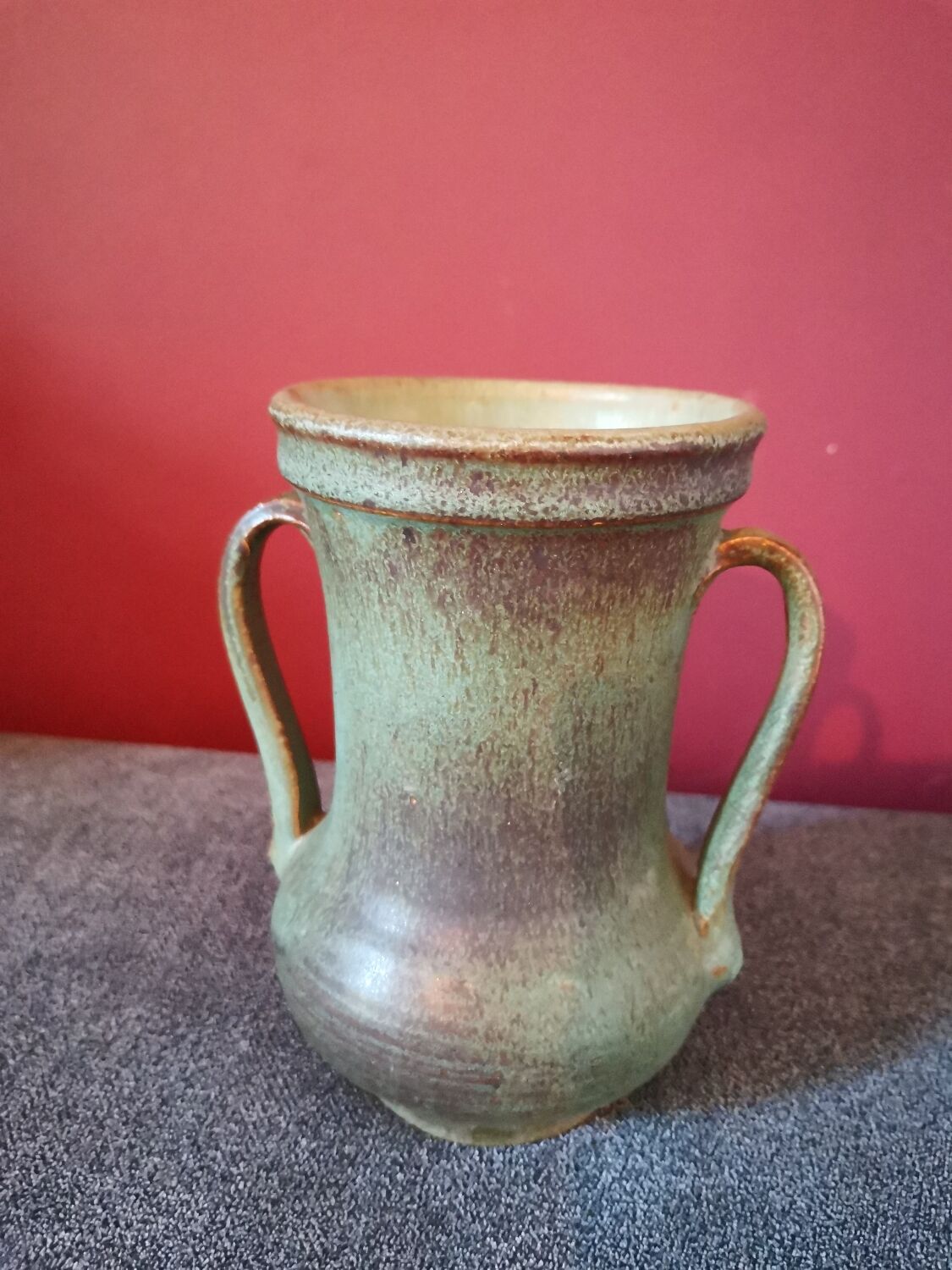 Green stoneware vase