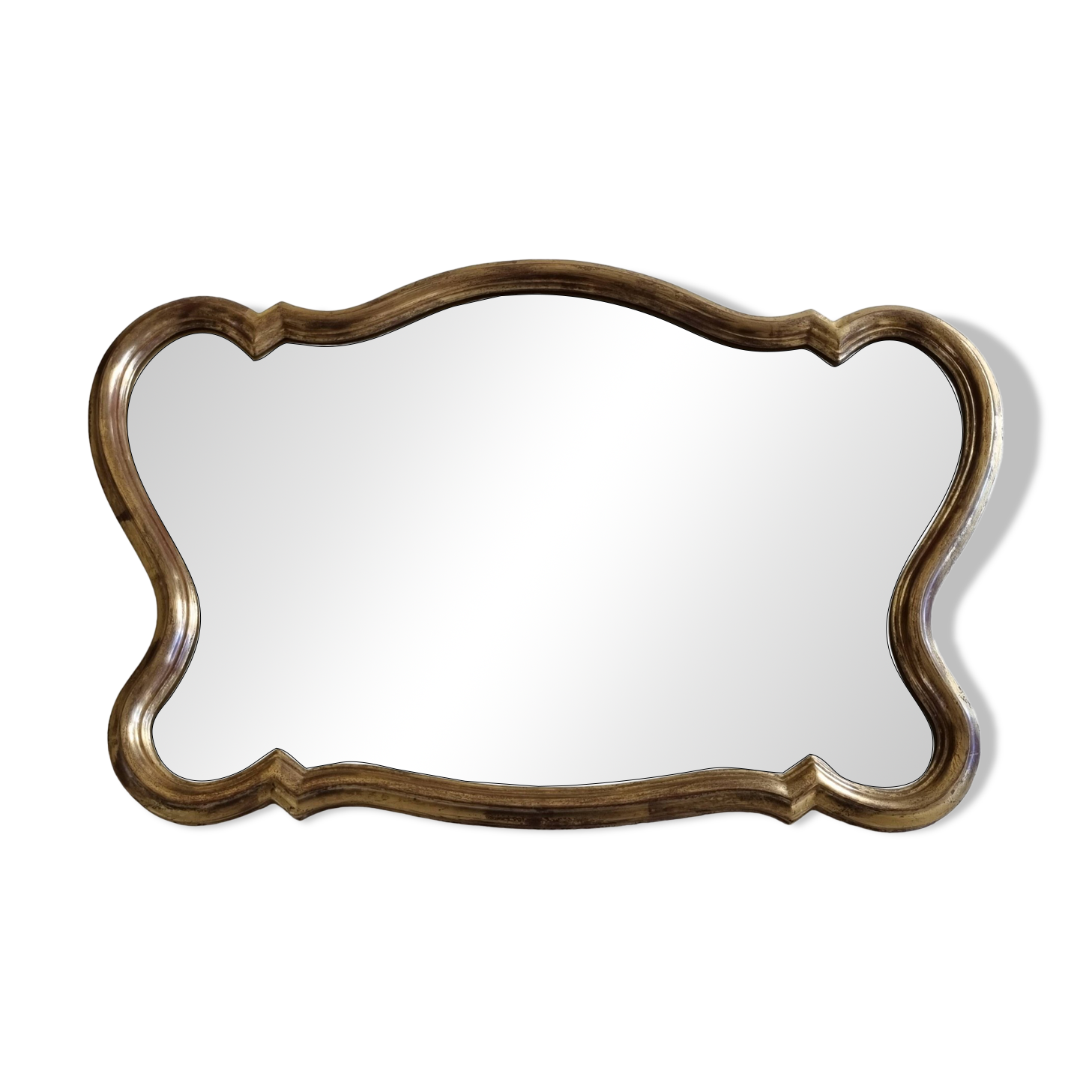 Miroir vintage en stuc et bois doré de style Louis XV, baroque, 78 cm
