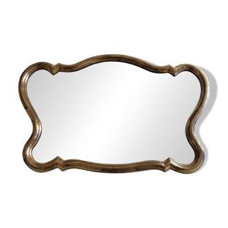 Vintage stucco and gilded wood mirror in Louis XV style, baroque, 78 cm