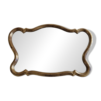 Miroir vintage en stuc et bois doré de style Louis XV, baroque, 78 cm