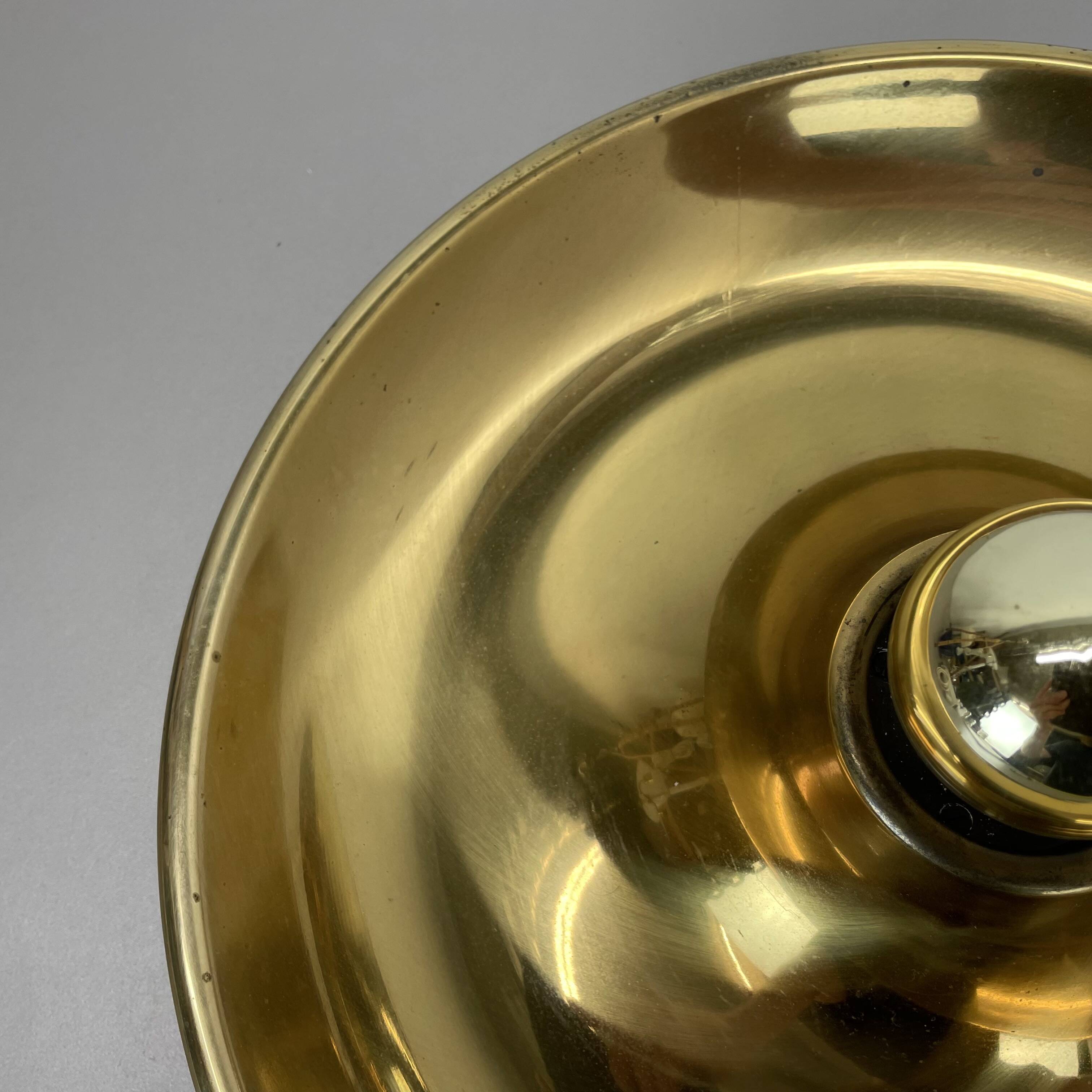 Large 39cm golden charlotte perriand style disc wall lights, germany 1960s