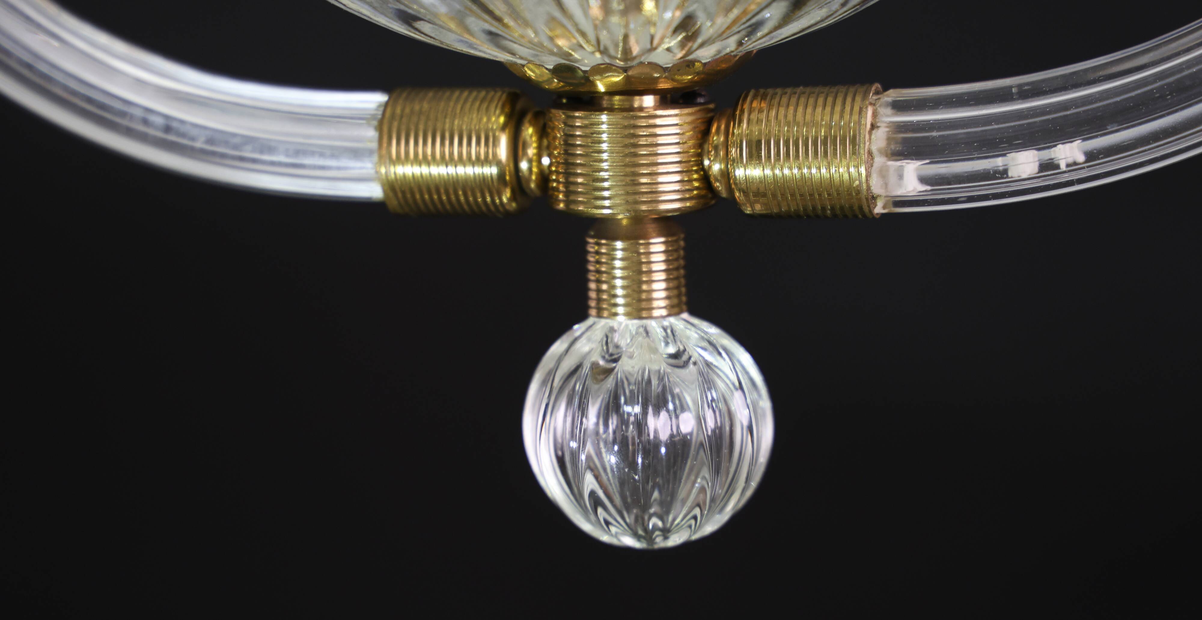 Amazing Art Decò Murano Glass Pendant Chandelier by Ercole Barovier, 1940s