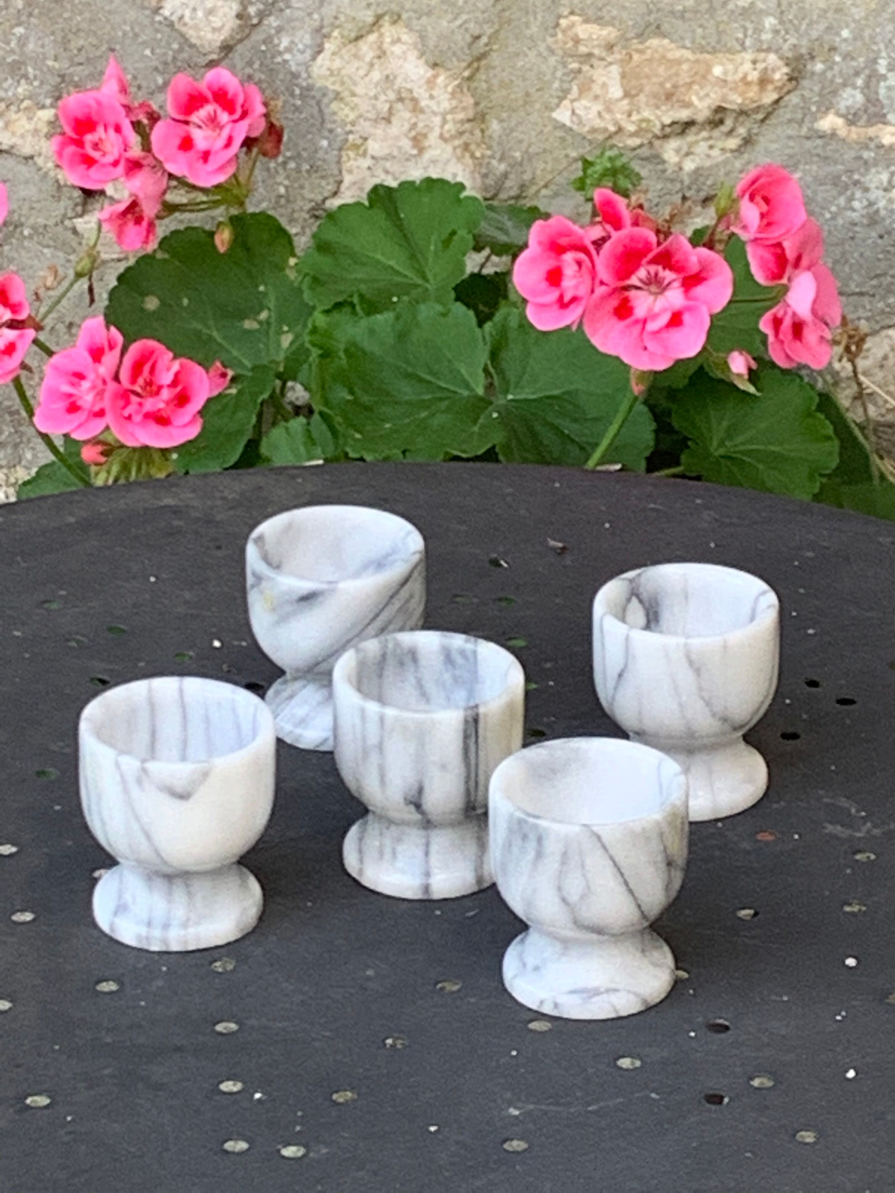 5 vintage marble coquetiers