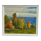 Original Swedish Oil On Canvas – “By The Sea” By H. Lindmark – Dated 1983 – Vintage & Framed