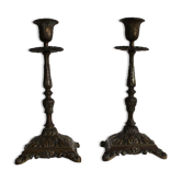 Paire de bougeoirs anciens en bronze