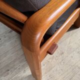 Scandinavian 3-seater teak and leather sofa