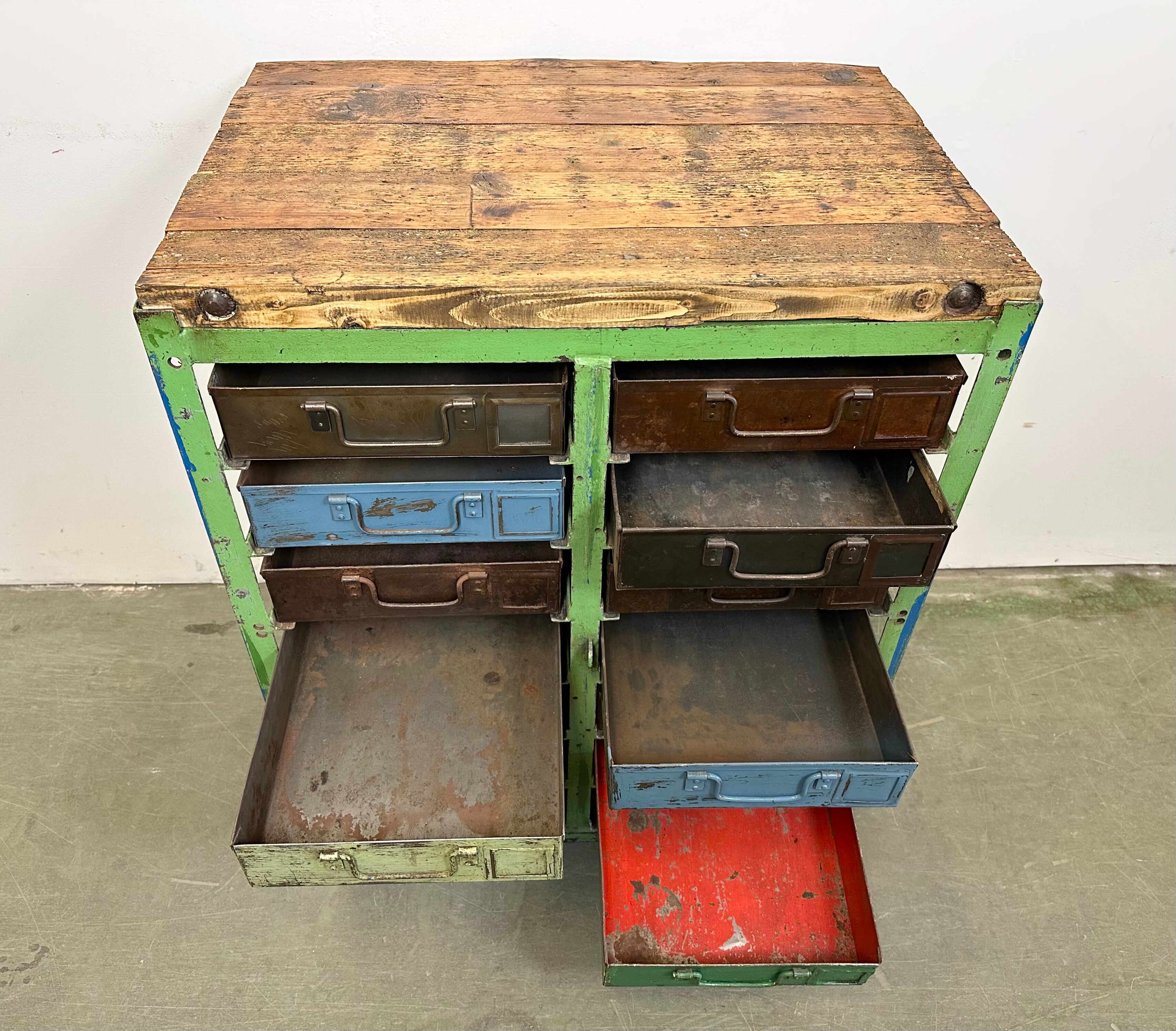 Vintage industrial iron chest of drawers, 1950s