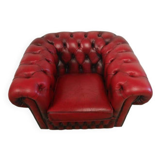 Red leather Chesterfield armchair