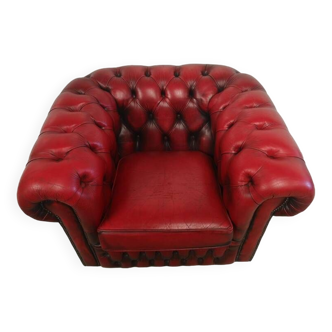 Fauteuil chesterfield cuir rouge