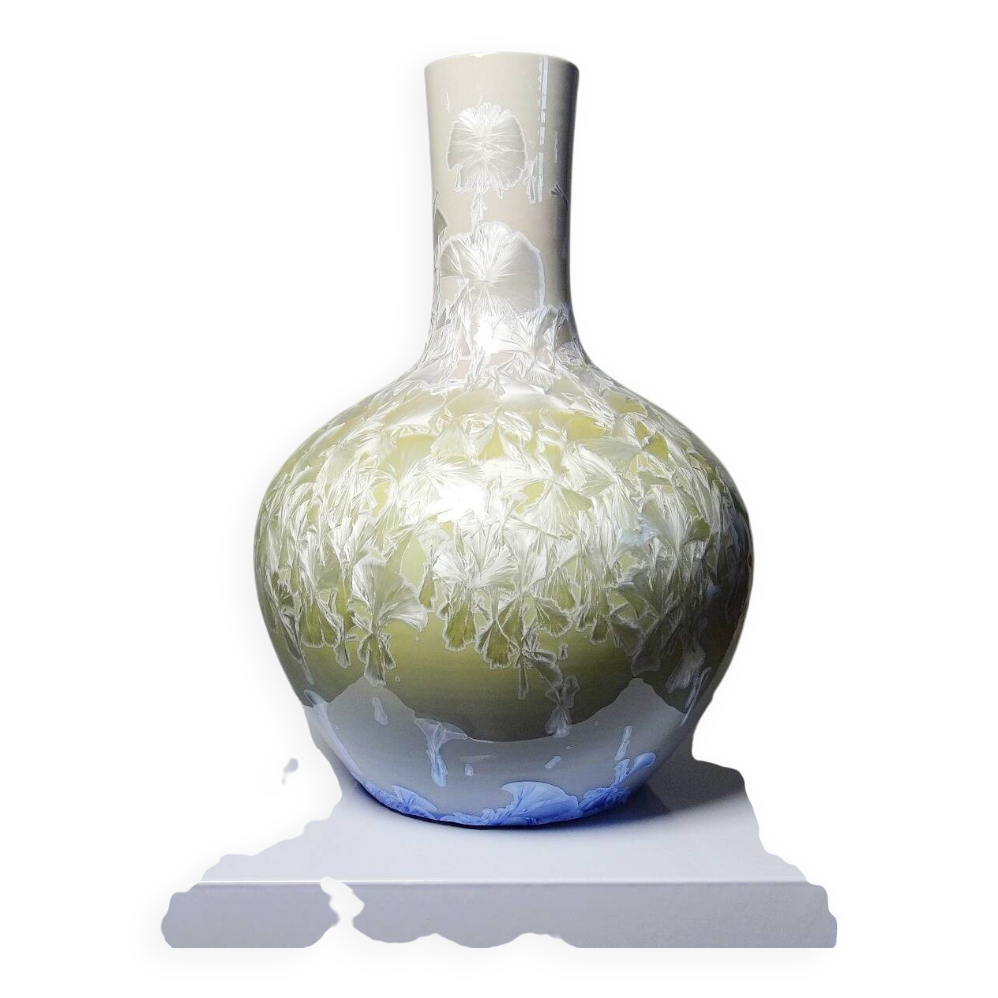 Large globular porcelain vase with crystalline enamels, Jingdezhen Zhi, vintage