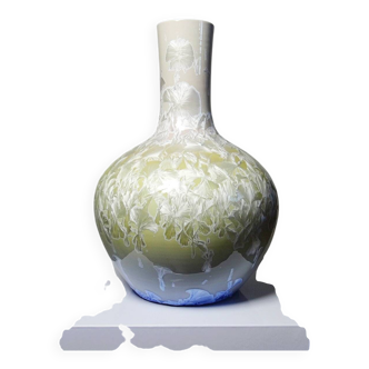 Large globular porcelain vase with crystalline enamels, Jingdezhen Zhi, vintage