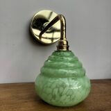 Applique tulipe en verre de Clichy vert mint